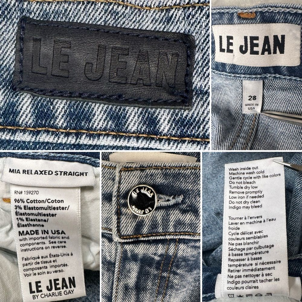 Le Jean by Charlie Gay Mia Relaxed Straight Jeans Distressed High-Rise Denim 28 - Picture 6 of 11